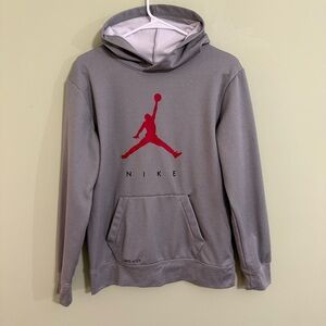 Nike air Jordan Gray Hoodie sweatshirt with Red Logo size XL